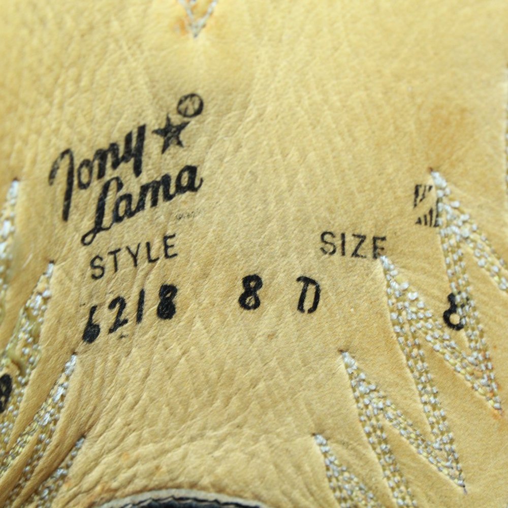 Tony Lama Brown Leather Buckaroo Caribou Cowboy Boots Shoe Size 8 D - Picture 7 of 9